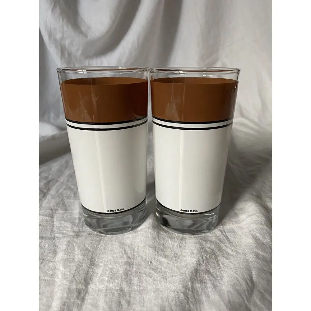 NORMAN ROCKWELL “Breakfast Table/Behind The News” Set Of 2 Drinking Glasses